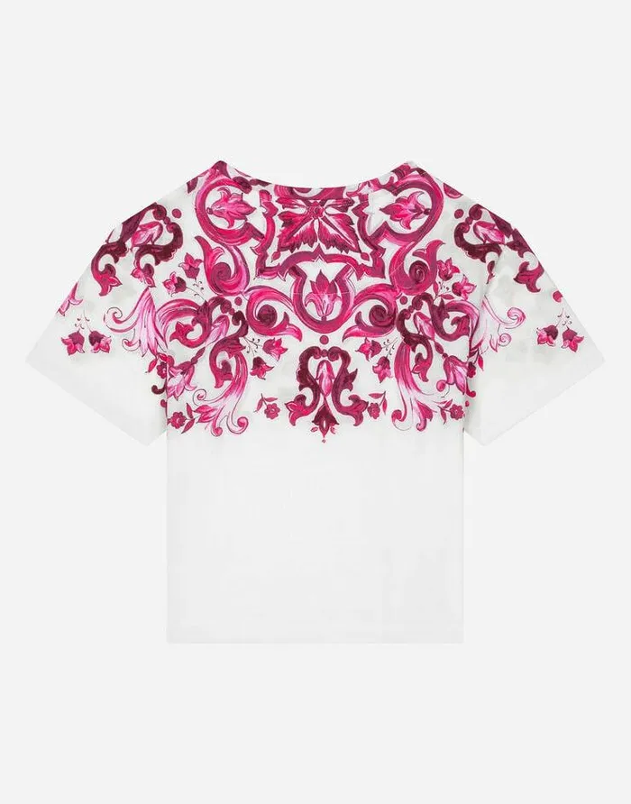Dolce and Gabbana TShirts And Sweatshirts Children Majolicaprint Jersey Tshirt Multicolor Dolce and Gabbana TShirts And Sweatshirts Children Majolicaprint Jersey Tshirt Multicolor