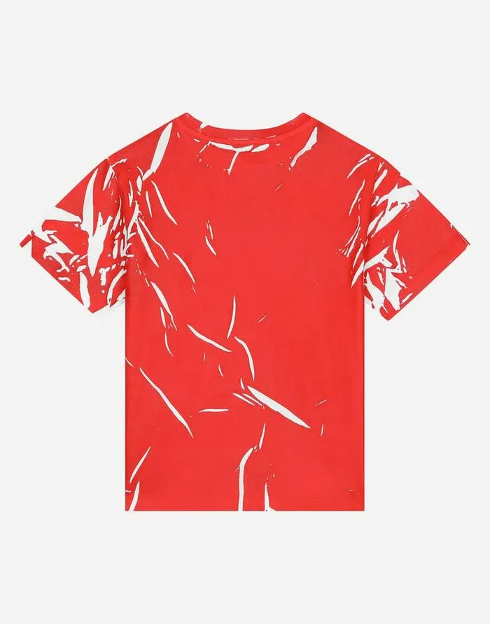 Dolce and Gabbana TShirts And Sweatshirts Children Shortsleeved Printed Jersey Tshirt With Logo Tag Red Dolce and Gabbana TShirts And Sweatshirts Children Shortsleeved Printed Jersey Tshirt With Logo Tag Red
