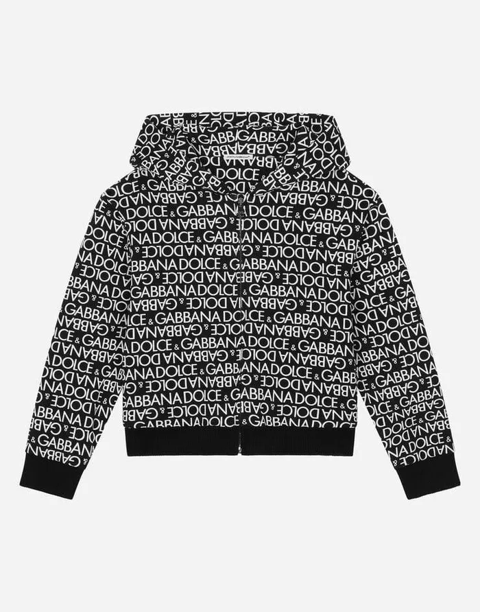 Dolce and Gabbana TShirts And Sweatshirts Children Zipup Hoodie With Allover Logo Print Multicolor Dolce and Gabbana TShirts And Sweatshirts Children Zipup Hoodie With Allover Logo Print Multicolor