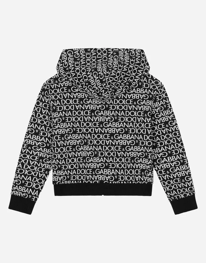 Dolce and Gabbana TShirts And Sweatshirts Children Zipup Hoodie With Allover Logo Print Multicolor Dolce and Gabbana TShirts And Sweatshirts Children Zipup Hoodie With Allover Logo Print Multicolor