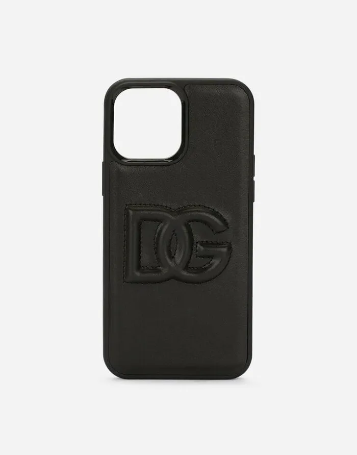 Dolce and Gabbana Technology Women Calfskin DG Logo IPhone 13 Pro Max Cover Black Dolce and Gabbana Technology Women Calfskin DG Logo IPhone 13 Pro Max Cover Black