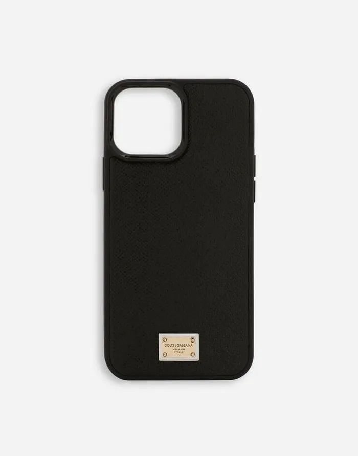 Dolce and Gabbana Technology Women Calfskin IPhone 13 Pro Max Cover Black