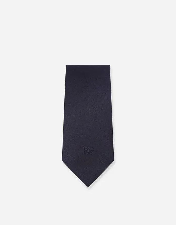 Dolce and Gabbana Ties And Pocket Squares Men 6cm Silk Blade Tie With DG Logo Embroidery Blue Dolce and Gabbana Ties And Pocket Squares Men 6cm Silk Blade Tie With DG Logo Embroidery Blue