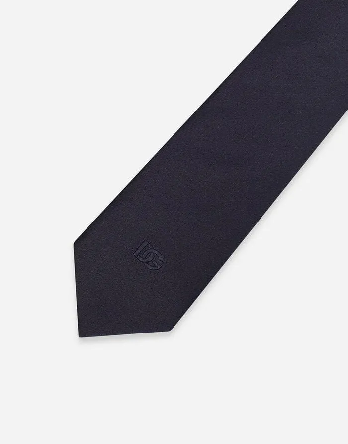 Dolce and Gabbana Ties And Pocket Squares Men 6cm Silk Blade Tie With DG Logo Embroidery Blue Dolce and Gabbana Ties And Pocket Squares Men 6cm Silk Blade Tie With DG Logo Embroidery Blue