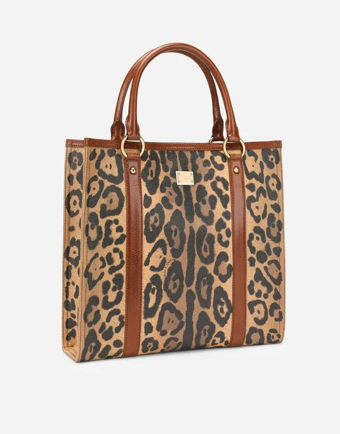 Dolce and Gabbana Totes WomenMen Leopardprint Crespo Shopper With Branded Plate Multicolor Dolce and Gabbana Totes WomenMen Leopardprint Crespo Shopper With Branded Plate Multicolor