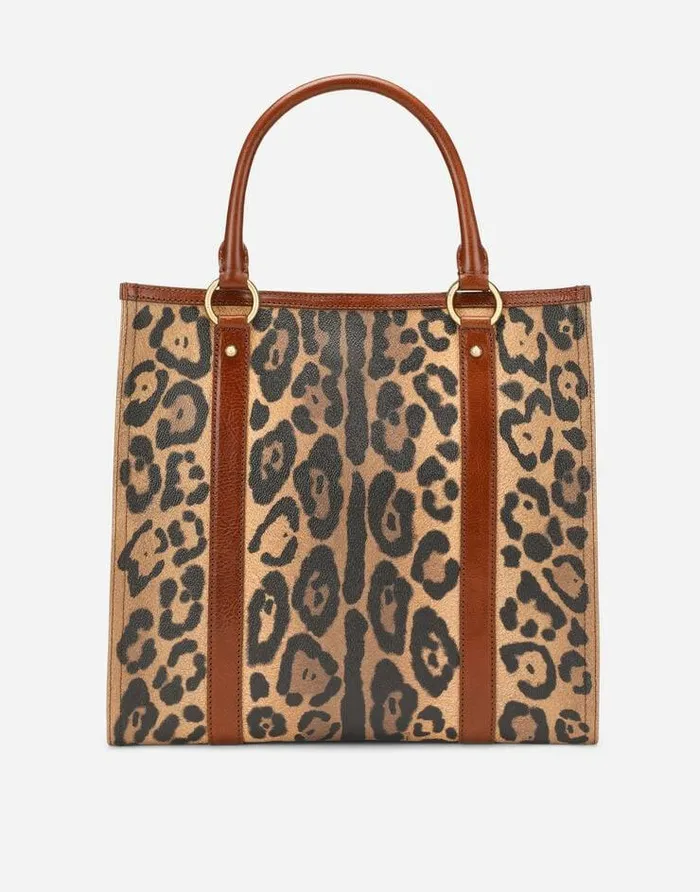 Dolce and Gabbana Totes WomenMen Leopardprint Crespo Shopper With Branded Plate Multicolor Dolce and Gabbana Totes WomenMen Leopardprint Crespo Shopper With Branded Plate Multicolor