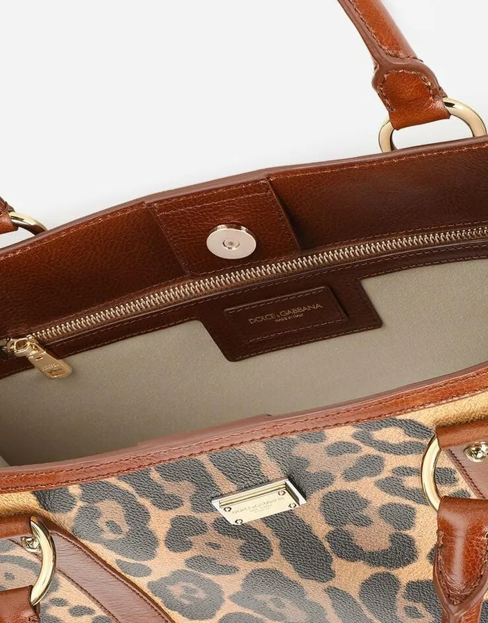 Dolce and Gabbana Totes WomenMen Leopardprint Crespo Shopper With Branded Plate Multicolor Dolce and Gabbana Totes WomenMen Leopardprint Crespo Shopper With Branded Plate Multicolor