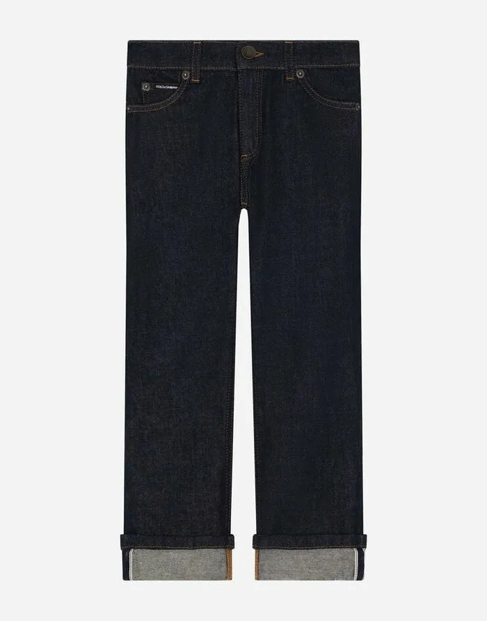 Dolce and Gabbana Trousers And Shorts Children 5pocket Stretch Denim Jeans With Logo Tag Multicolor Dolce and Gabbana Trousers And Shorts Children 5pocket Stretch Denim Jeans With Logo Tag Multicolor