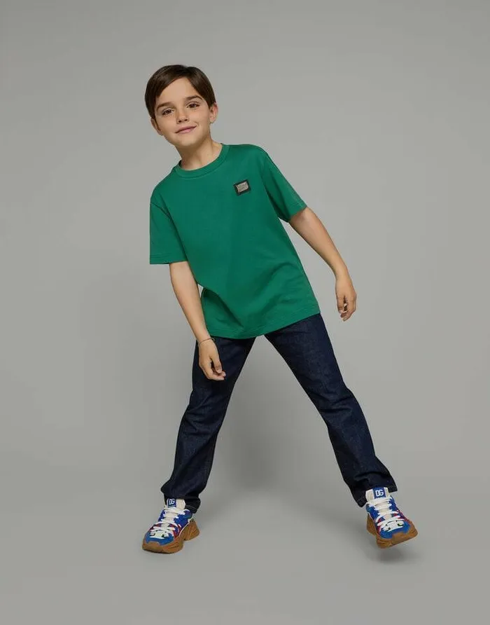 Dolce and Gabbana Trousers And Shorts Children 5pocket Stretch Denim Jeans With Logo Tag Multicolor Dolce and Gabbana Trousers And Shorts Children 5pocket Stretch Denim Jeans With Logo Tag Multicolor