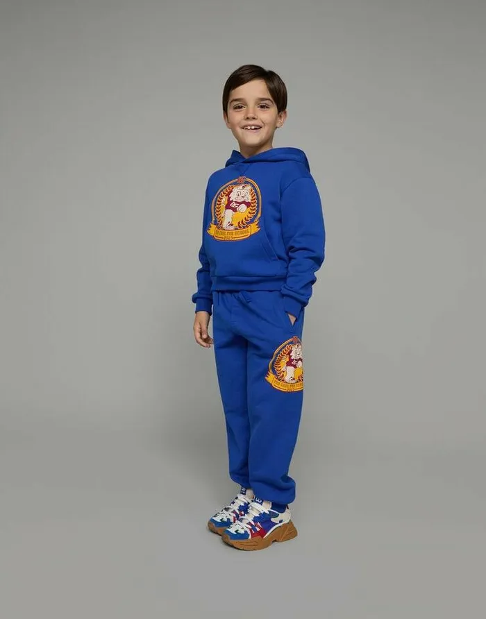 Dolce and Gabbana Trousers And Shorts Children Cotton Jogging Pants With Mascot Print Blue Dolce and Gabbana Trousers And Shorts Children Cotton Jogging Pants With Mascot Print Blue