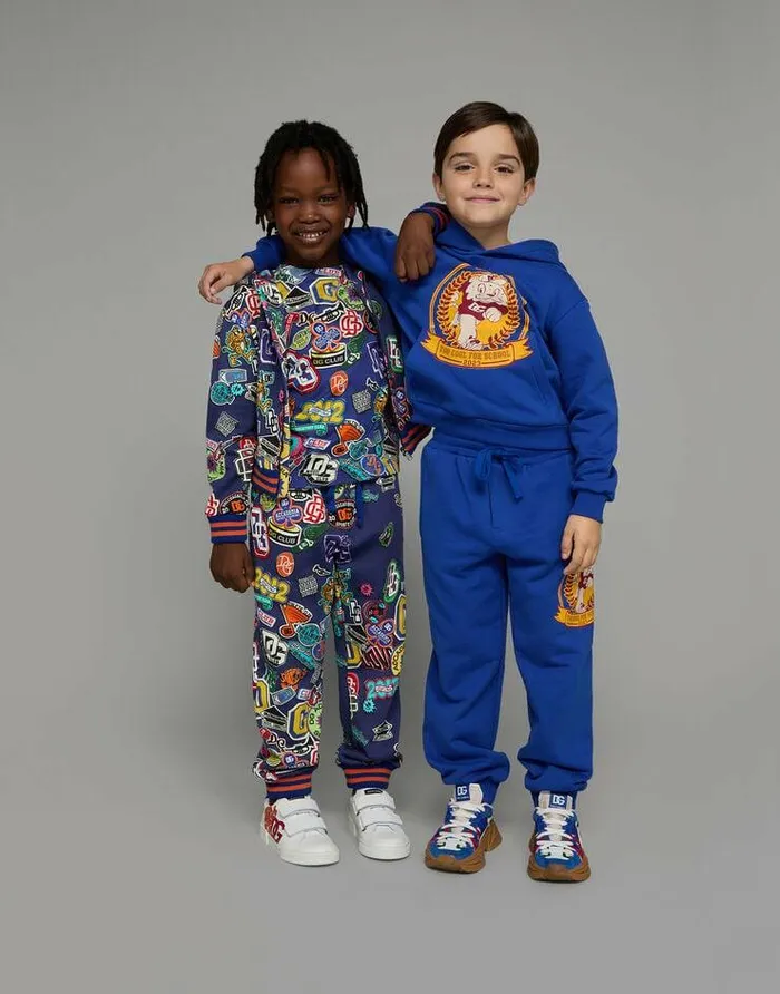 Dolce and Gabbana Trousers And Shorts Children Cotton Jogging Pants With Mascot Print Blue Dolce and Gabbana Trousers And Shorts Children Cotton Jogging Pants With Mascot Print Blue