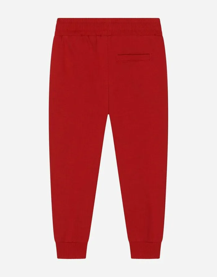Dolce and Gabbana Trousers And Shorts Children Jersey Jogging Pants With DG Logo Embroidery Red Dolce and Gabbana Trousers And Shorts Children Jersey Jogging Pants With DG Logo Embroidery Red