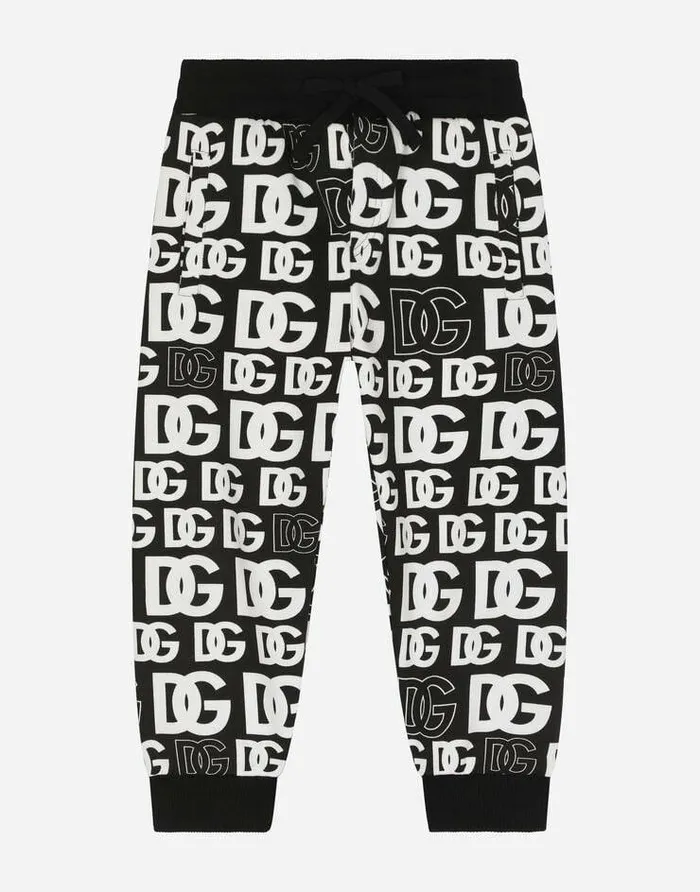 Dolce and Gabbana Trousers And Shorts Children Jersey Jogging Pants With DG Logo Print Multicolor Dolce and Gabbana Trousers And Shorts Children Jersey Jogging Pants With DG Logo Print Multicolor