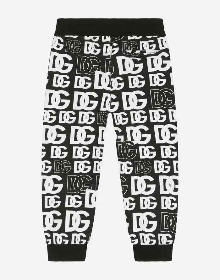 Dolce and Gabbana Trousers And Shorts Children Jersey Jogging Pants With DG Logo Print Multicolor Dolce and Gabbana Trousers And Shorts Children Jersey Jogging Pants With DG Logo Print Multicolor