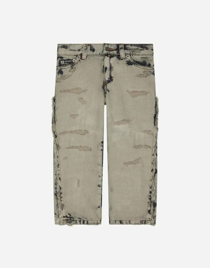 Dolce and Gabbana Trousers And Shorts Children Overdyed Washed Denim Jeans Multicolor Dolce and Gabbana Trousers And Shorts Children Overdyed Washed Denim Jeans Multicolor