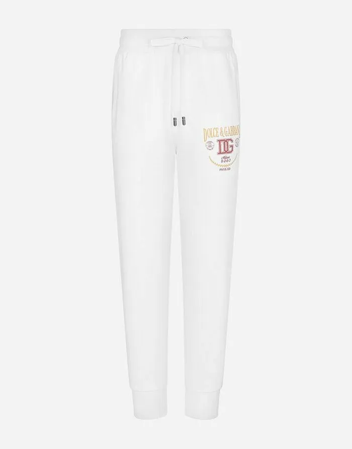 Dolce and Gabbana Trousers And Shorts Men Jersey Jogging Pants With DG Logo Print White Dolce and Gabbana Trousers And Shorts Men Jersey Jogging Pants With DG Logo Print White