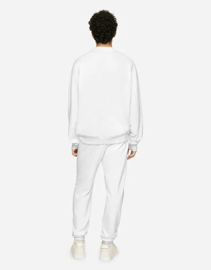 Dolce and Gabbana Trousers And Shorts Men Jersey Jogging Pants With DG Logo Print White Dolce and Gabbana Trousers And Shorts Men Jersey Jogging Pants With DG Logo Print White