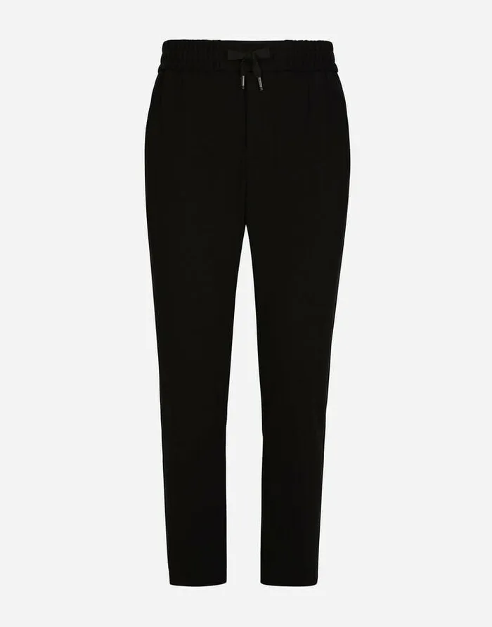 Dolce and Gabbana Trousers And Shorts Men Jersey Jogging Pants With DG Patch Black