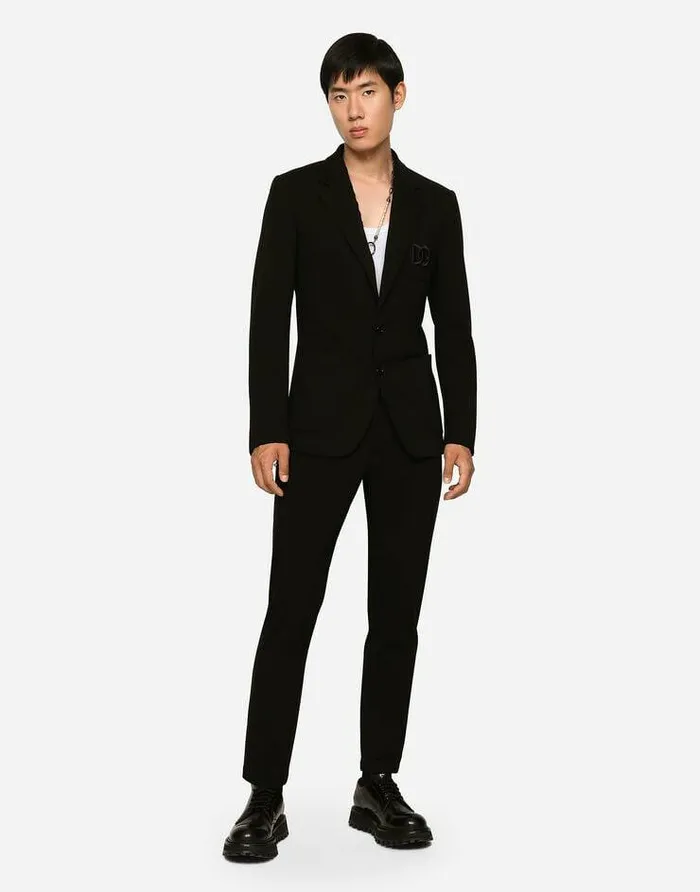 Dolce and Gabbana Trousers And Shorts Men Jersey Jogging Pants With DG Patch Black Dolce and Gabbana Trousers And Shorts Men Jersey Jogging Pants With DG Patch Black