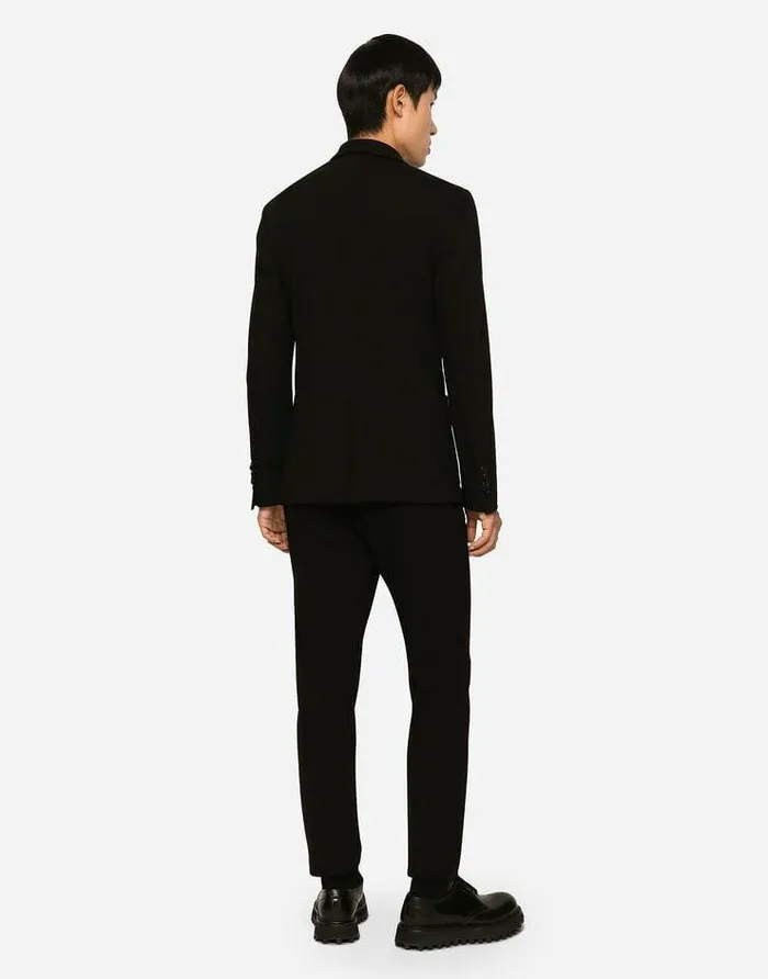 Dolce and Gabbana Trousers And Shorts Men Jersey Jogging Pants With DG Patch Black Dolce and Gabbana Trousers And Shorts Men Jersey Jogging Pants With DG Patch Black
