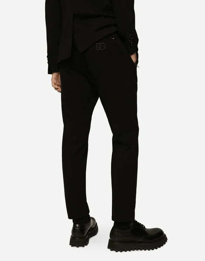Dolce and Gabbana Trousers And Shorts Men Jersey Jogging Pants With DG Patch Black Dolce and Gabbana Trousers And Shorts Men Jersey Jogging Pants With DG Patch Black