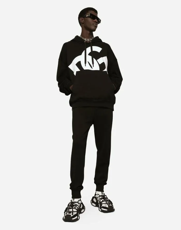 Dolce and Gabbana Trousers And Shorts Men Jersey Jogging Pants With DG Print Black Dolce and Gabbana Trousers And Shorts Men Jersey Jogging Pants With DG Print Black