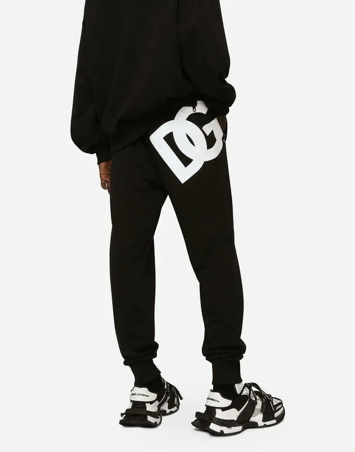 Dolce and Gabbana Trousers And Shorts Men Jersey Jogging Pants With DG Print Black Dolce and Gabbana Trousers And Shorts Men Jersey Jogging Pants With DG Print Black