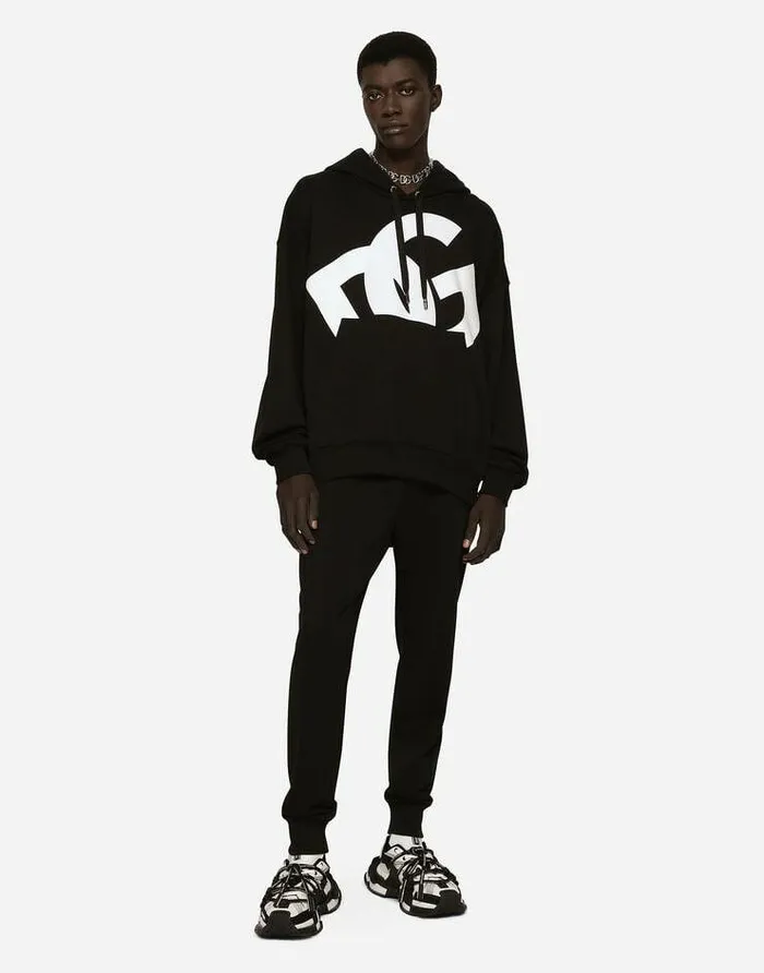 Dolce and Gabbana Trousers And Shorts Men Jersey Jogging Pants With DG Print Black Dolce and Gabbana Trousers And Shorts Men Jersey Jogging Pants With DG Print Black