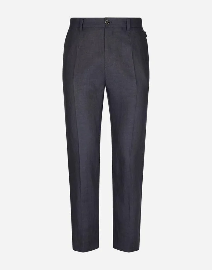 Dolce and Gabbana Trousers And Shorts Men Linen Pants Blue
