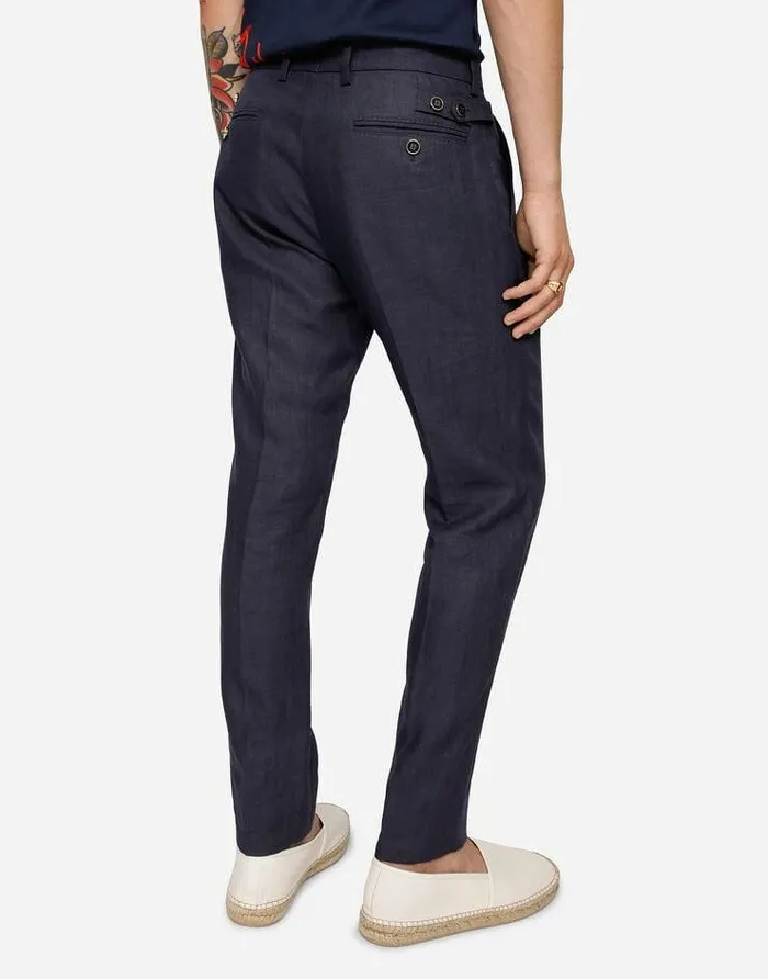 Dolce and Gabbana Trousers And Shorts Men Linen Pants Blue Dolce and Gabbana Trousers And Shorts Men Linen Pants Blue