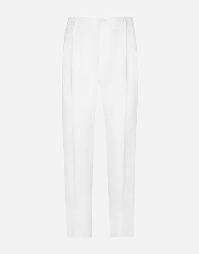 Dolce and Gabbana Trousers And Shorts Men Linen Pants White