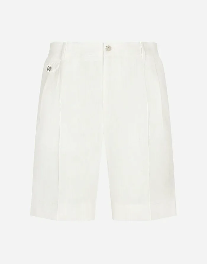 Dolce and Gabbana Trousers And Shorts Men Linen Shorts White