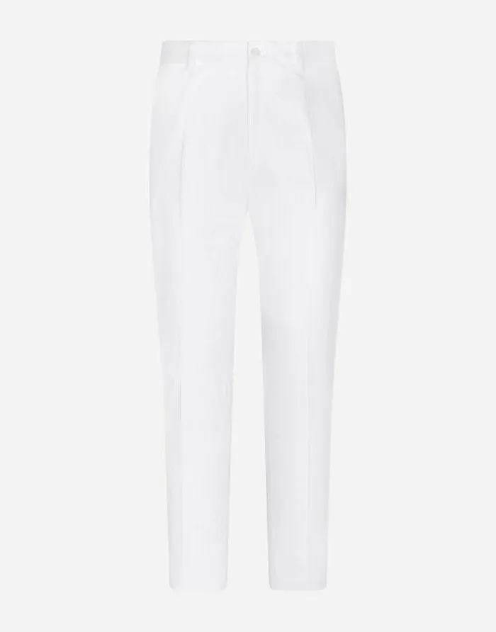 Dolce and Gabbana Trousers And Shorts Men Stretch Cotton Pants White