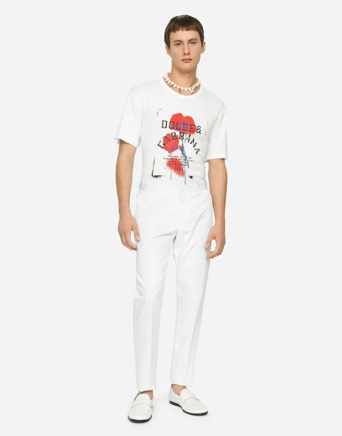 Dolce and Gabbana Trousers And Shorts Men Stretch Cotton Pants White Dolce and Gabbana Trousers And Shorts Men Stretch Cotton Pants White