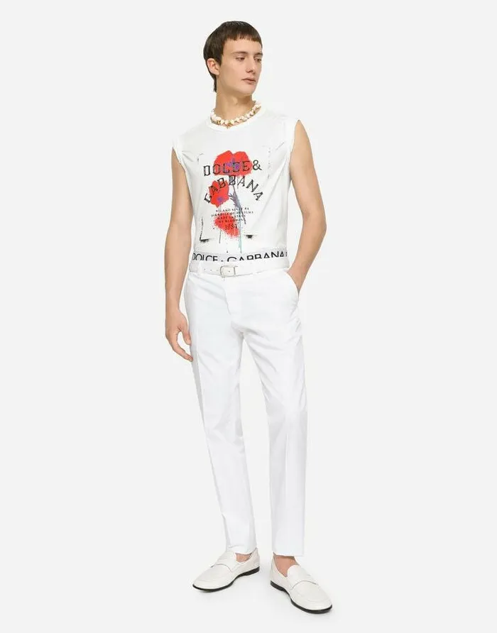 Dolce and Gabbana Trousers And Shorts Men Stretch Cotton Pants White Dolce and Gabbana Trousers And Shorts Men Stretch Cotton Pants White