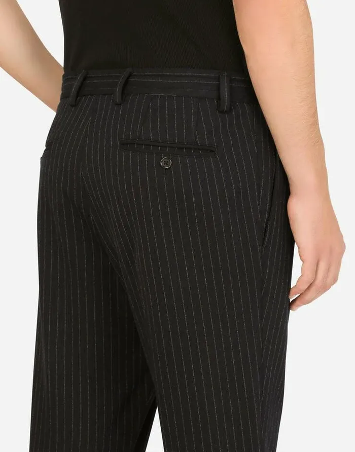 Dolce and Gabbana Trousers And Shorts Men Stretch Pinstripe Wool Jogging Pants Multicolor Dolce and Gabbana Trousers And Shorts Men Stretch Pinstripe Wool Jogging Pants Multicolor