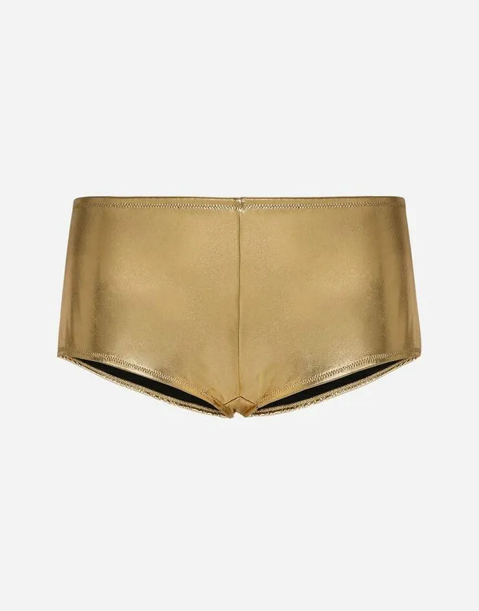 Dolce and Gabbana Trousers And Shorts Women Foiled Jersey Lowrise Panties Gold Dolce and Gabbana Trousers And Shorts Women Foiled Jersey Lowrise Panties Gold