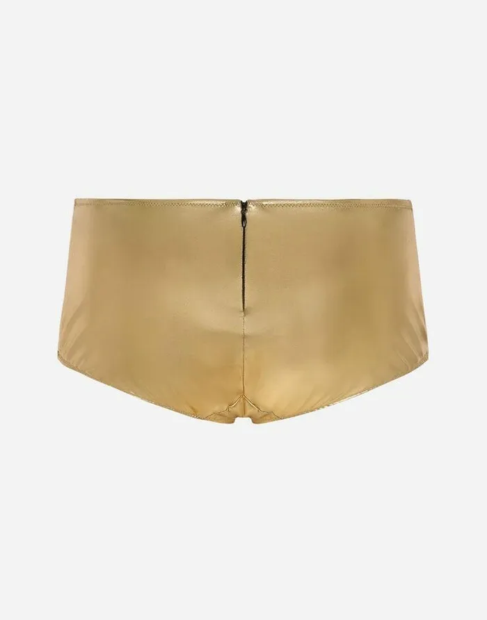 Dolce and Gabbana Trousers And Shorts Women Foiled Jersey Lowrise Panties Gold Dolce and Gabbana Trousers And Shorts Women Foiled Jersey Lowrise Panties Gold