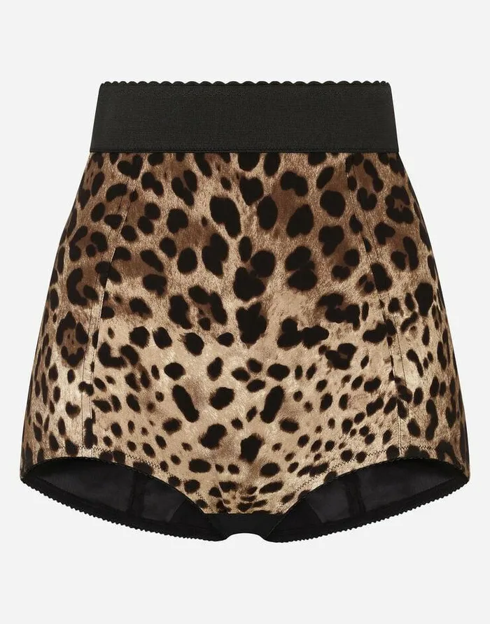Dolce and Gabbana Trousers And Shorts Women Highwaisted Charmeuse Panties With Leopard Print Multicolor Dolce and Gabbana Trousers And Shorts Women Highwaisted Charmeuse Panties With Leopard Print Multicolor