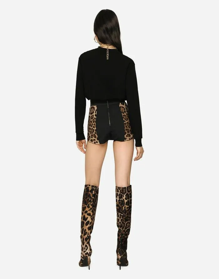 Dolce and Gabbana Trousers And Shorts Women Highwaisted Charmeuse Panties With Leopard Print Multicolor Dolce and Gabbana Trousers And Shorts Women Highwaisted Charmeuse Panties With Leopard Print Multicolor