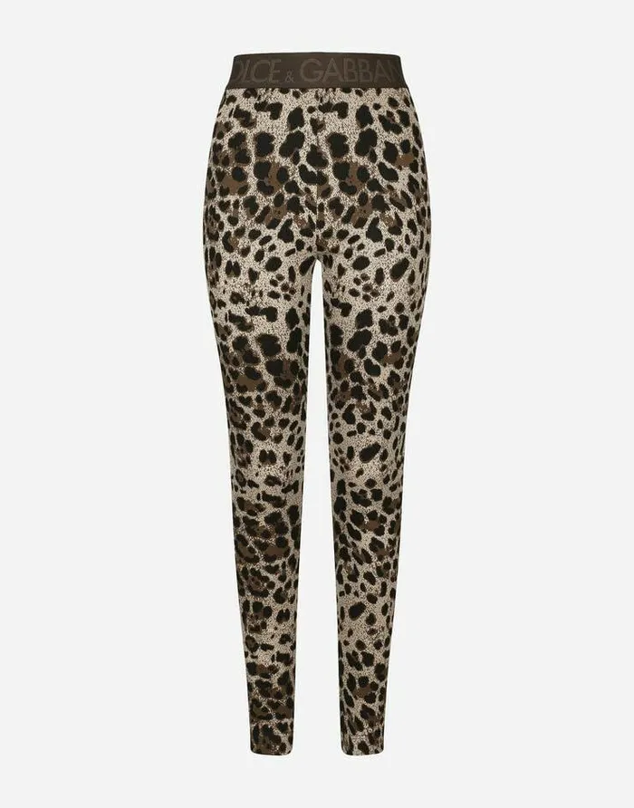 Dolce and Gabbana Trousers And Shorts Women Jersey Leggings With Jacquard Leopard Design Multicolor Dolce and Gabbana Trousers And Shorts Women Jersey Leggings With Jacquard Leopard Design Multicolor