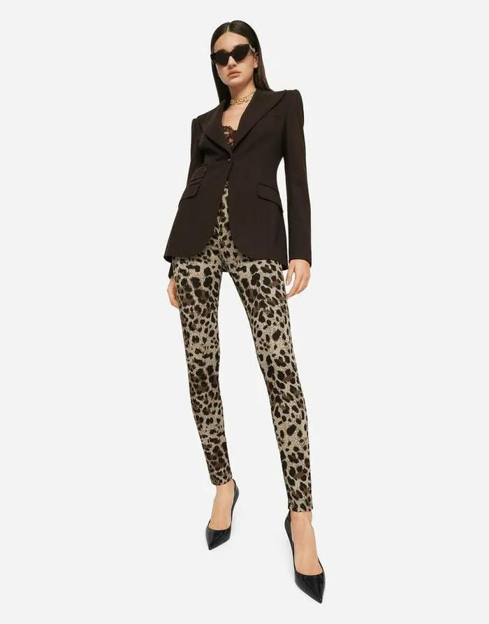 Dolce and Gabbana Trousers And Shorts Women Jersey Leggings With Jacquard Leopard Design Multicolor Dolce and Gabbana Trousers And Shorts Women Jersey Leggings With Jacquard Leopard Design Multicolor