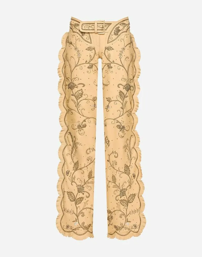 Dolce and Gabbana Trousers And Shorts Women KIM DOLCEandGABBANA Leather Pants With Allover Embellishment Multicolor Dolce and Gabbana Trousers And Shorts Women KIM DOLCEandGABBANA Leather Pants With Allover Embellishment Multicolor
