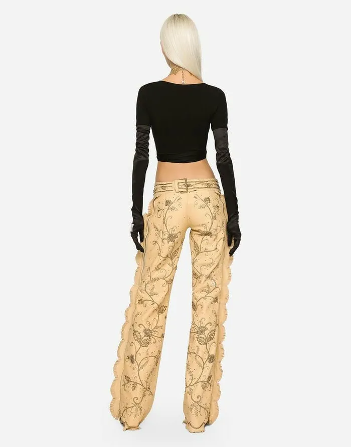 Dolce and Gabbana Trousers And Shorts Women KIM DOLCEandGABBANA Leather Pants With Allover Embellishment Multicolor Dolce and Gabbana Trousers And Shorts Women KIM DOLCEandGABBANA Leather Pants With Allover Embellishment Multicolor