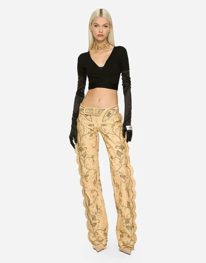 Dolce and Gabbana Trousers And Shorts Women KIM DOLCEandGABBANA Leather Pants With Allover Embellishment Multicolor Dolce and Gabbana Trousers And Shorts Women KIM DOLCEandGABBANA Leather Pants With Allover Embellishment Multicolor