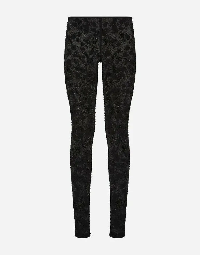 Dolce and Gabbana Trousers And Shorts Women KIM DOLCEandGABBANA Tulle Leggings With Embroidery Multicolor Dolce and Gabbana Trousers And Shorts Women KIM DOLCEandGABBANA Tulle Leggings With Embroidery Multicolor