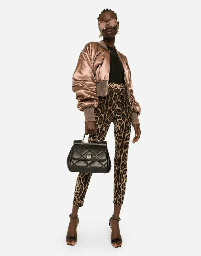 Dolce and Gabbana Trousers And Shorts Women Leggings In Charmeuse With Leopard Print Multicolor Dolce and Gabbana Trousers And Shorts Women Leggings In Charmeuse With Leopard Print Multicolor