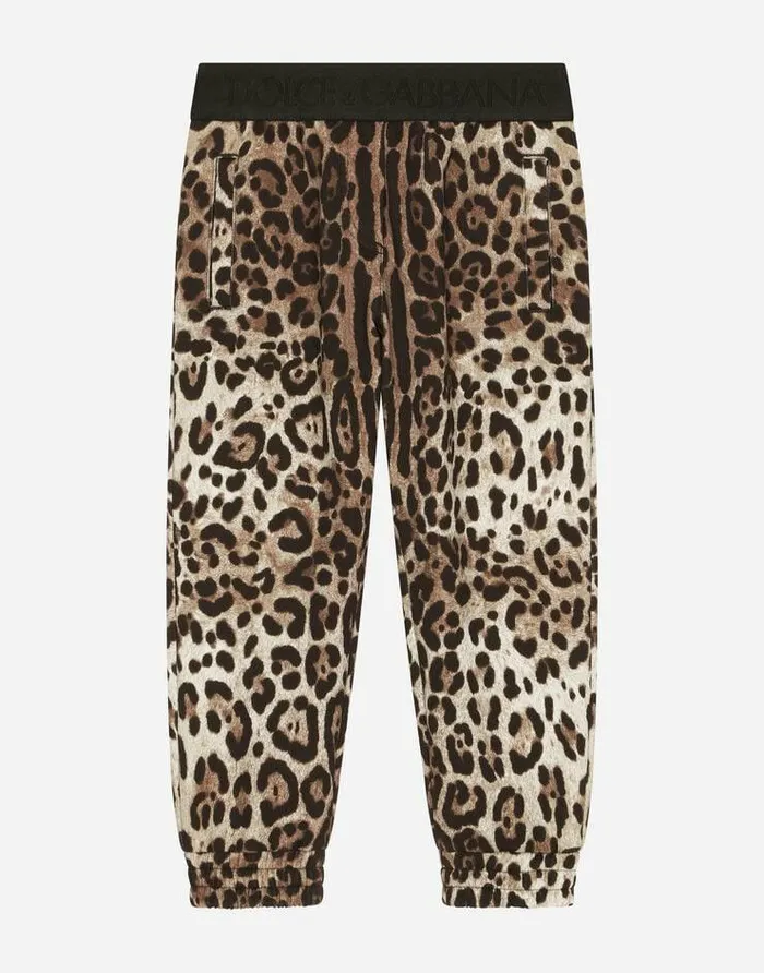 Dolce and Gabbana Trousers And Skirts Children Jersey Jogging Pants With Leopard Print Animal Print Dolce and Gabbana Trousers And Skirts Children Jersey Jogging Pants With Leopard Print Animal Print