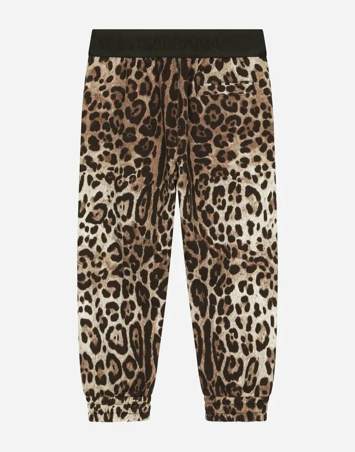 Dolce and Gabbana Trousers And Skirts Children Jersey Jogging Pants With Leopard Print Animal Print Dolce and Gabbana Trousers And Skirts Children Jersey Jogging Pants With Leopard Print Animal Print
