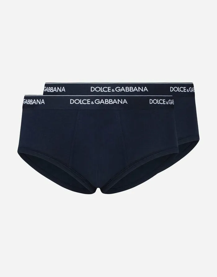 Dolce and Gabbana Underwear And Loungewear Men Twopack Brando Briefs In Stretch Cotton Blue Dolce and Gabbana Underwear And Loungewear Men Twopack Brando Briefs In Stretch Cotton Blue